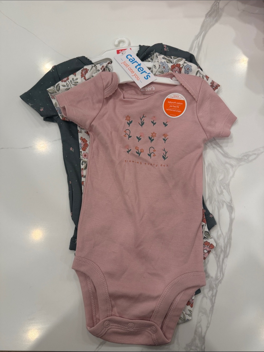Carter's Mauve Pink Floral Short-Sleeve Baby Bodysuit Set